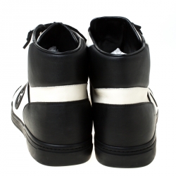 Gucci Black/White GG Interlocking Leather Lace Up High Top Sneakers Size 44.5