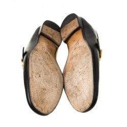Gucci Black Leather Donnie Web Loafers Size 41
