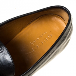 Gucci Black Leather Donnie Web Loafers Size 41