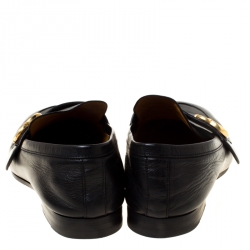 Gucci Black Leather Donnie Web Loafers Size 41