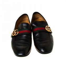 Gucci Black Leather Donnie Web Loafers Size 41