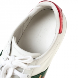 Gucci White Leather Ace Embroidered Bee Low Top Sneakers Size 37