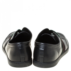 Gucci Black Leather Slip On Low Top Sneakers Size 42.5