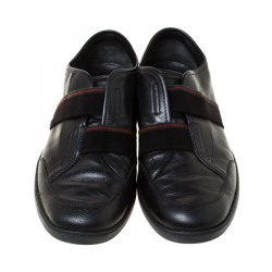 Gucci Black Leather Slip On Low Top Sneakers Size 42.5