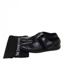 Gucci Black Leather Slip On Low Top Sneakers Size 42.5