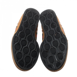Gucci Brown Web Leather and Suede Tennis 83 Lace Up Sneakers Size 40