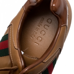 Gucci Brown Web Leather and Suede Tennis 83 Lace Up Sneakers Size 40