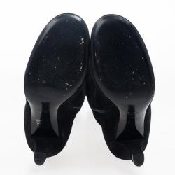 Pre Owned Gucci Black Suede Web Detail Knee Length Boots Size 39.5