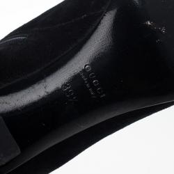 Pre Owned Gucci Black Suede Web Detail Knee Length Boots Size 39.5