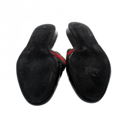 Gucci Black Leather Web Horsebit Slip On Slippers Size 43