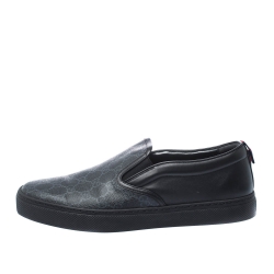 Gucci Black GG Supreme Canvas and Leather Slip On Sneakers Size 43.5
