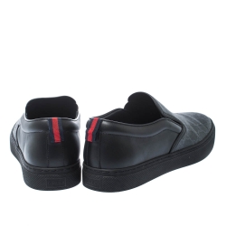Gucci Black GG Supreme Canvas and Leather Slip On Sneakers Size 43.5