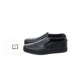 Gucci Black GG Supreme Canvas and Leather Slip On Sneakers Size 43.5