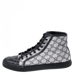 Gucci Blue/White GG Supreme Canvas and Leather Cap Toe High Top Sneakers Size 42.5