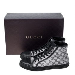 Gucci Blue/White GG Supreme Canvas and Leather Cap Toe High Top Sneakers Size 42.5