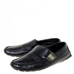 Pre Owned Gucci Black Leather Slip On Loafers Size 41