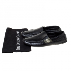 Pre Owned Gucci Black Leather Slip On Loafers Size 41