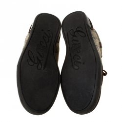 Pre Owned  حذاء رياضي غوتشي جلد وكانفاس سوبريم GG بني / بيج مقاس 42.5