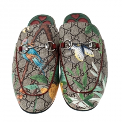 Pre Owned حذاء ميولز غوتشي برينستون هورسبيت مورد كانفاس GG متعدد الألوان مقاس 42