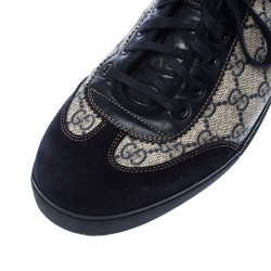 Gucci White/Blue GG Canvas And Suede Low Top Sneakers Size 42