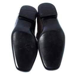 Gucci Brown Leather Web Slip On Loafers Size 41