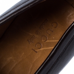 Gucci Brown Leather Web Slip On Loafers Size 41