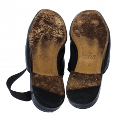 Pre Owned  حذاء ميولز غوتشي برينستاون بحزام خلفي هورسبيت جلد أسود مقاس 45