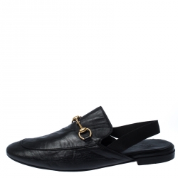 Pre Owned  حذاء ميولز غوتشي برينستاون بحزام خلفي هورسبيت جلد أسود مقاس 45