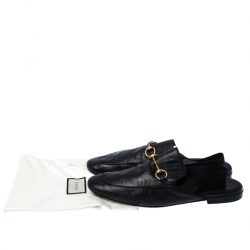 Pre Owned  حذاء ميولز غوتشي برينستاون بحزام خلفي هورسبيت جلد أسود مقاس 45