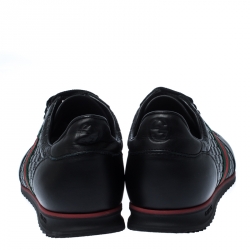Gucci Black Microguccissima Leather Web Low Top Sneakers Size 43.5