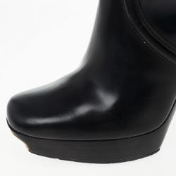 Gucci Black Leather Knee Length Boots Size 38