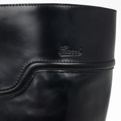 Gucci Black Leather Knee Length Boots Size 38