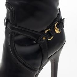 Gucci Black Leather Knee Length Boots Size 38