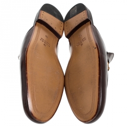 Gucci Brown Leather Horsebit Mules Size 44