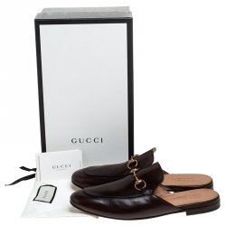 Gucci Brown Leather Horsebit Mules Size 44