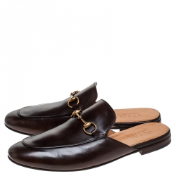Gucci Brown Leather Horsebit Mules Size 44