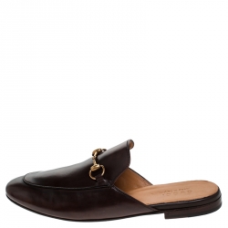 Gucci Brown Leather Horsebit Mules Size 44