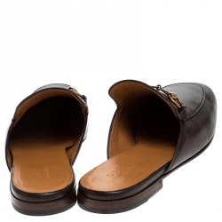 Gucci Brown Leather Horsebit Mules Size 44