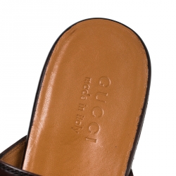 Gucci Brown Leather Horsebit Mules Size 44
