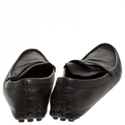 Gucci Brown Leather Penny Slip On Loafers Size 44.5 