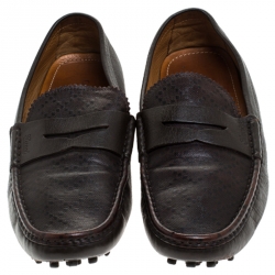 Gucci Brown Leather Penny Slip On Loafers Size 44.5 