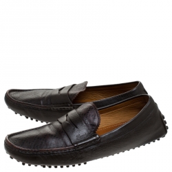 Gucci Brown Leather Penny Slip On Loafers Size 44.5 