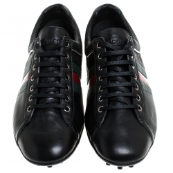 Gucci Black Leather Ace Sneakers Size 41