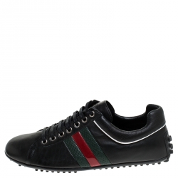 Gucci Black Leather Ace Sneakers Size 41