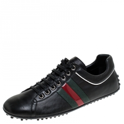 Gucci Black Leather Ace Sneakers Size 41