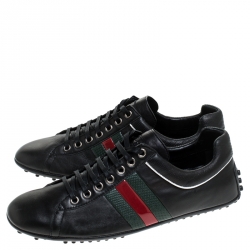 Gucci Black Leather Ace Sneakers Size 41