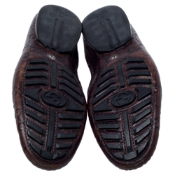 Pre Owned Gucci Dark Brown Guccissima Leather GG Loafers Size 41.5