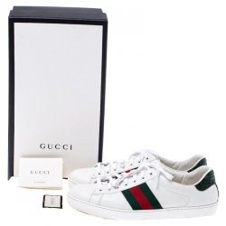 Gucci White Leather Ace Low Top Sneakers Size 44