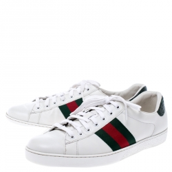 Gucci White Leather Ace Low Top Sneakers Size 44