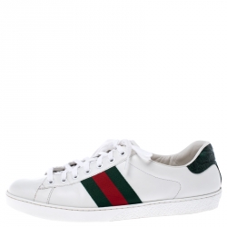 Gucci White Leather Ace Low Top Sneakers Size 44